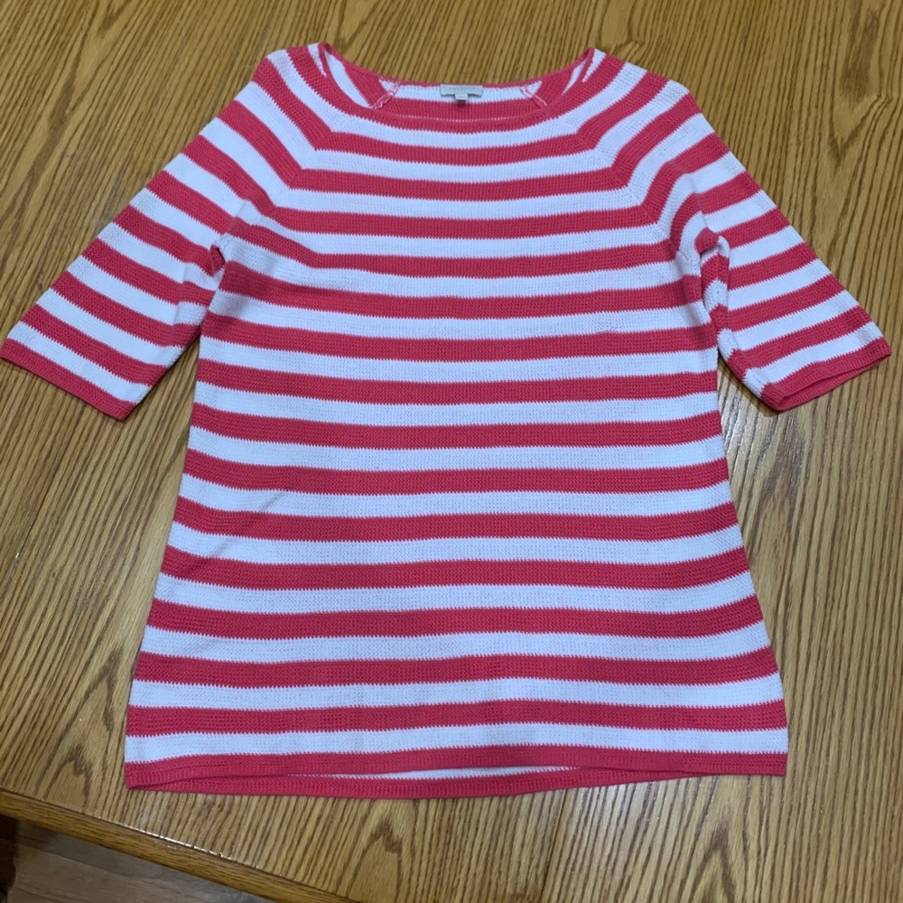 Talbots Coral and White Sweater, size medium,